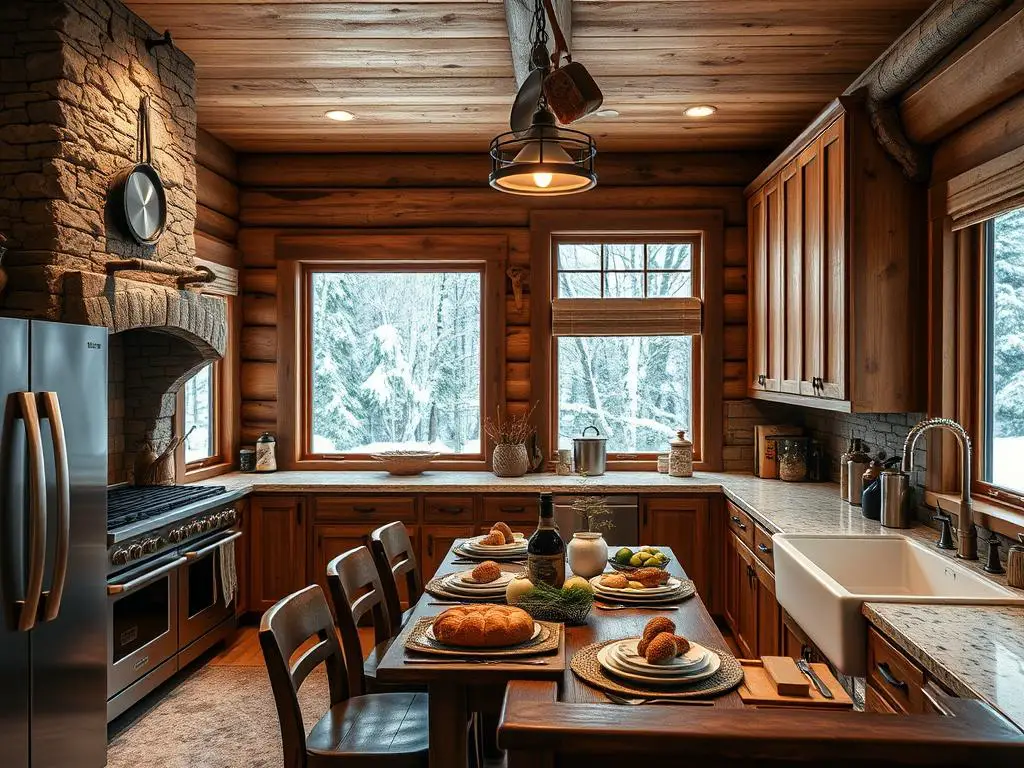 Kitchen facilities for winter cabin stays