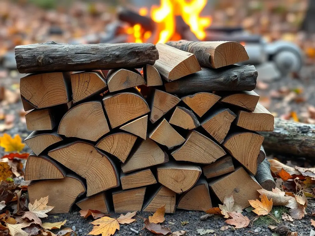 Seasoned firewood for campfires